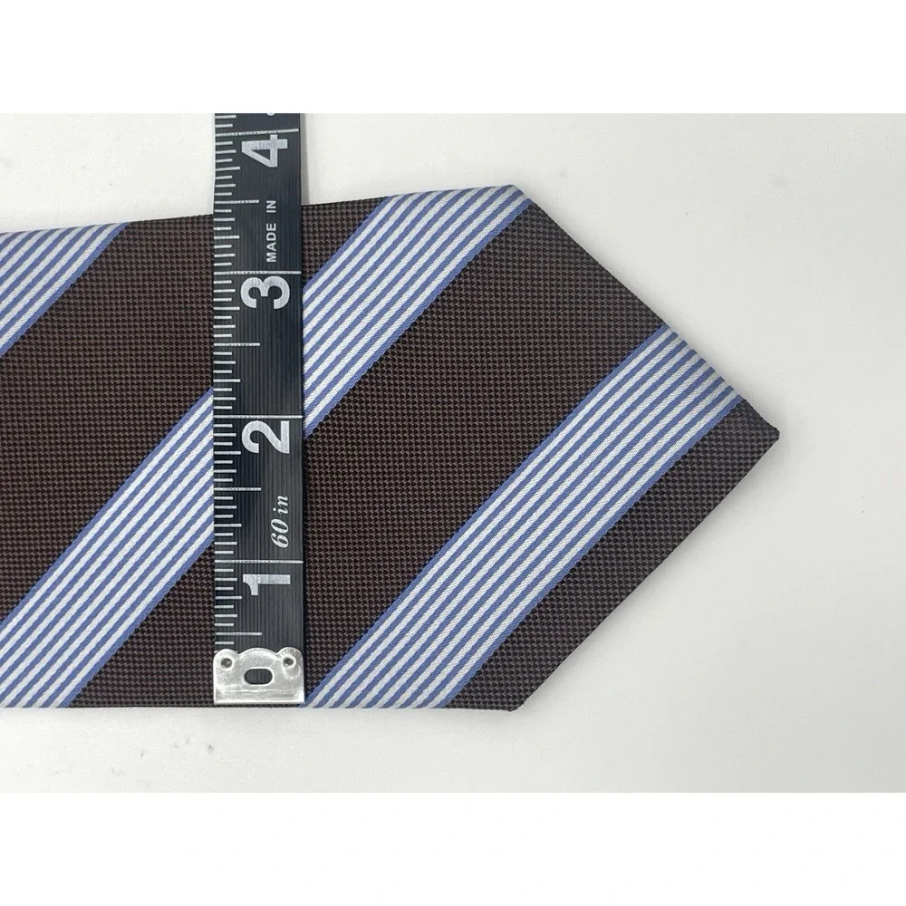 Brooks‎ Brothers 346 Men's Tie Brown Blue Striped Silk Preppy Career Party Italy